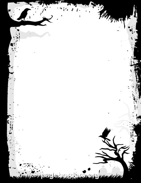 Printable creepy border with bird and tree silhouettes. Great for Halloween! Use the border in ...