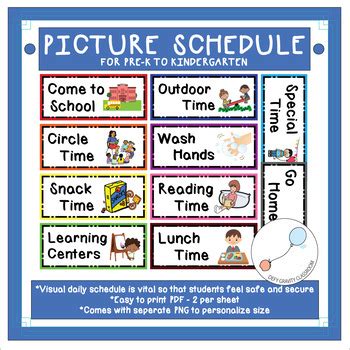 Picture Schedule - Pre-K & Kindergarten - Visual by Defy Gravity Classroom