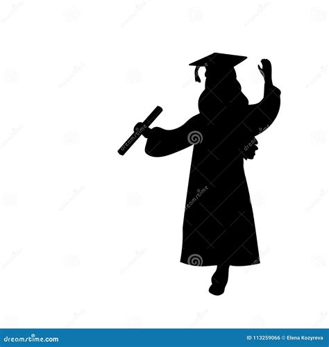 Silhouette Girl Graduation Finished Studying Stock Vector - Illustration of background, class ...