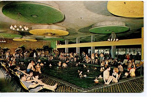 Nevele - Ellenville, New York -- Indoor Pool displaying the hotel's green and yellow color ...