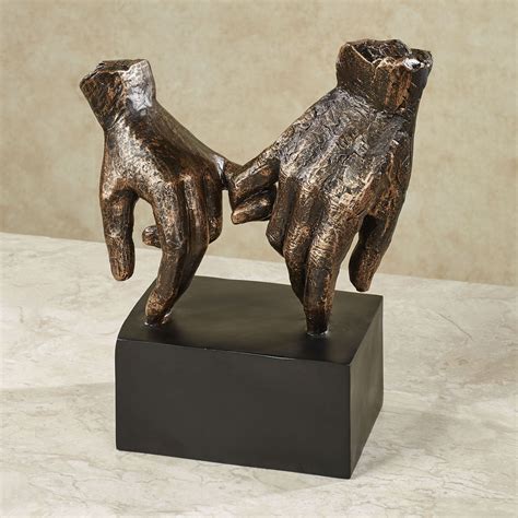 Lingering Hold Bronze Finished Hands Table Sculpture