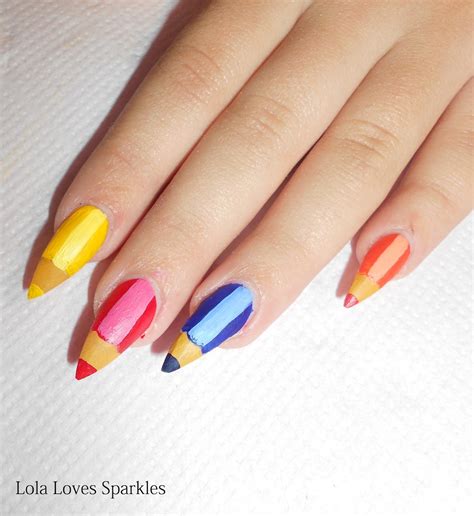 Lola Loves Sparkles: Cute Coloured Pencils Nail Design [Step-by-Step ...