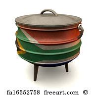Free art print of South African Potjie Pot Painted Flag. A traditional cast iron potjie pot ...