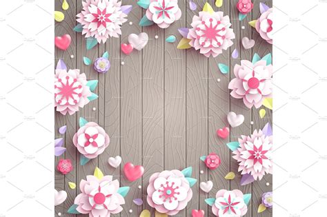 White flowers on wooden background | Decorative Illustrations ~ Creative Market