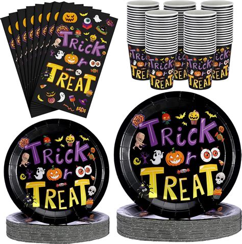 Amazon.com: Yaomiao 200 Pcs Halloween Tableware Set Include 50 Pcs 9 ...