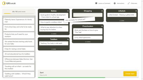 IA - Card sorting UX technique