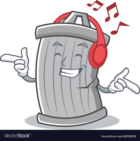 Listening music trash character cartoon style Vector Image