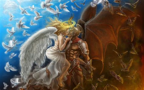 Love Between Angel And Demon Fantasy Hd Wallpaper 1920x1200 16689 : Wallpapers13.com