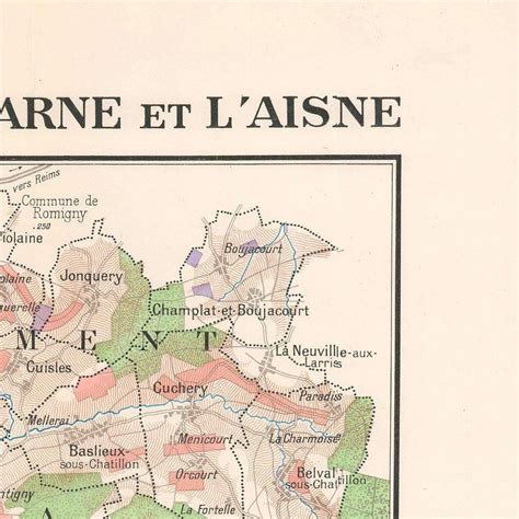 Old Map of Marne Valley and Aisne Champagne Vineyards France | Etsy