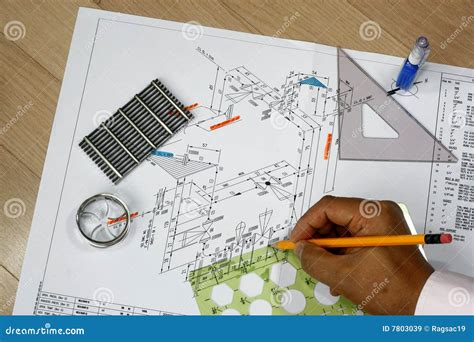 Draftsman At Work Royalty Free Stock Images - Image: 7803039