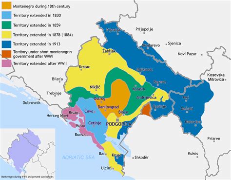 Montenegro's Territorial expansion 1830-1944 compared to modern borders | Historical maps ...