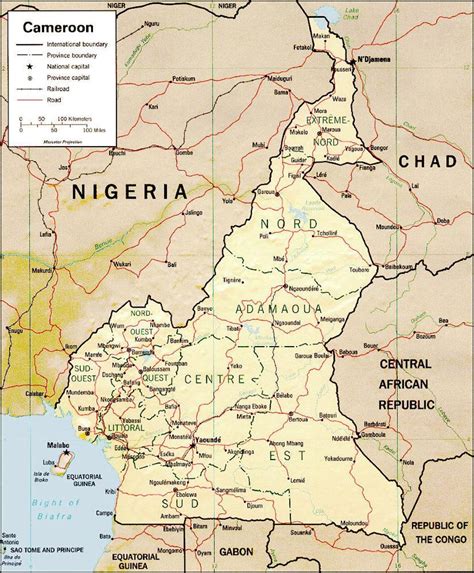 Cameroon map - The map of Cameroon (Middle Africa - Africa)