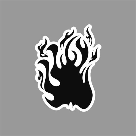 Hand drawn fire illustration in sticker. silhouette of flames for ...