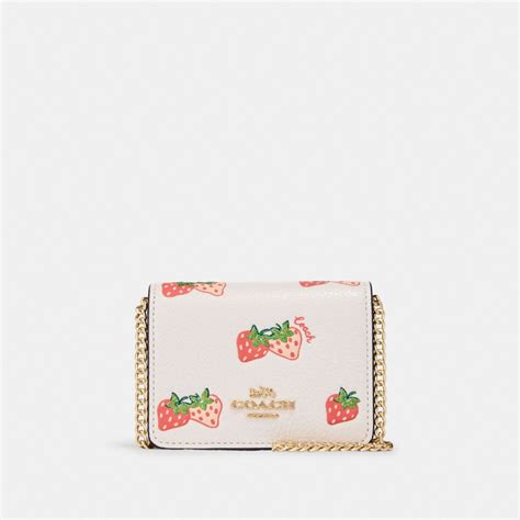 COACH® | Mini Wallet On A Chain With Strawberry Print