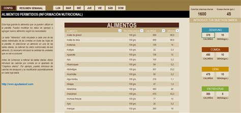 Control de calorías diarias con Excel - Ayuda Excel