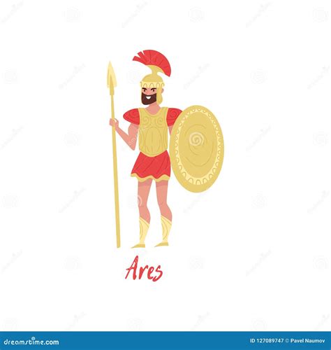 Ares Olympian Greek God, Ancient Greece Myths Cartoon Character Vector Illustration on a White ...