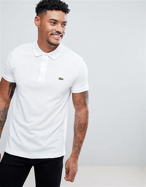 Lacoste slim fit pique polo in white | ASOS