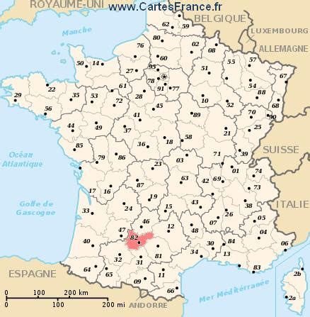 TARN-ET-GARONNE : map, cities and data of the departement of Tarn-et-Garonne 82