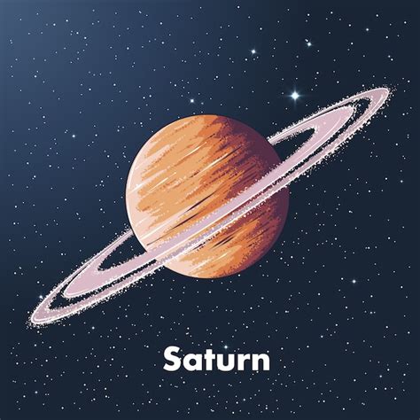 Hand drawn sketch of planet saturn in color, against a background of ...