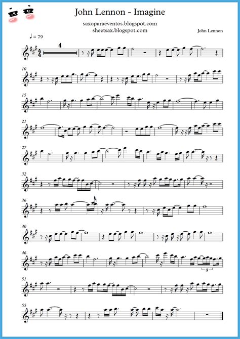 "Imagine" - John Lennon score and playalong (Sheet music free) | Free sheet music for sax