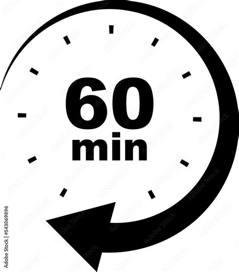 60 min timer. Stopwatch symbol in png. Countdown sign. 60 minutes clock Stock Illustration ...