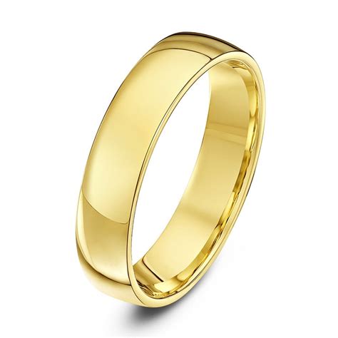 9ct Yellow Gold Light Weight Court Shape 5mm Wedding Ring