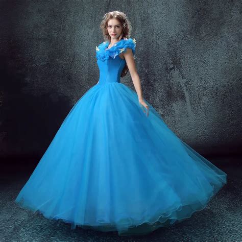 2016 new Cinderella Princess cosplay Cinderella dress for adult women blue deluxe Cinderella ...