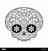 Mexican Sugar Skull Page For coloring Book Vector Doodle Line Cartoon  sketch template