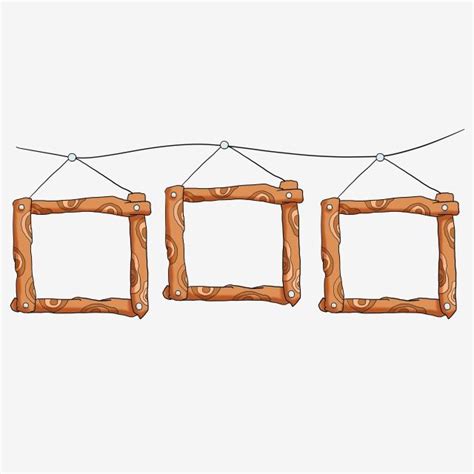 three wooden frames hanging on a string