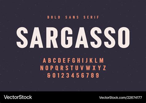 Sargasso bold san serif font alphabet Royalty Free Vector