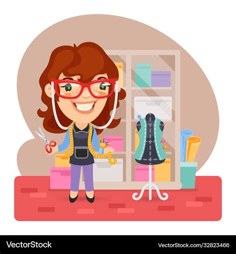 Cartoon girl tailor Royalty Free Vector Image - VectorStock