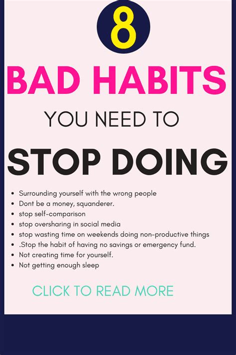 8 list of bad habits you need to stop. | Bad habits quotes, Break bad habits, Bad habits