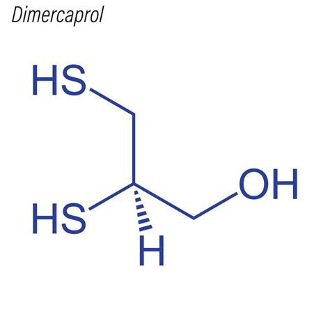 Vector Skeletal formula of Dimercaprol. Drug chemical molecule. 6474770 ...