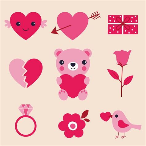 Premium Vector | Valentine's day symbols and decorative elements set