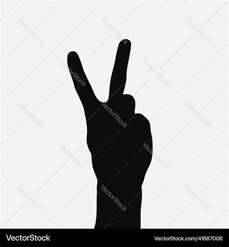 Peace sign victory hand silhouette Royalty Free Vector Image