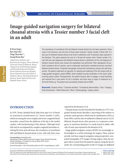 (PDF) Image-guided navigation surgery for bilateral choanal atresia with a Tessier number 3 ...