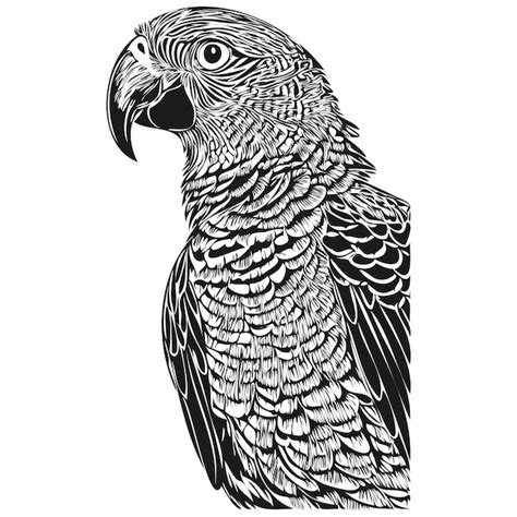 Premium Vector | Cute hand drawn parrot vector illustration black and ...