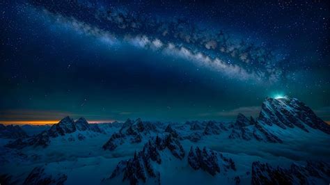 Premium AI Image | A night sky with a mountain and a milky way above it