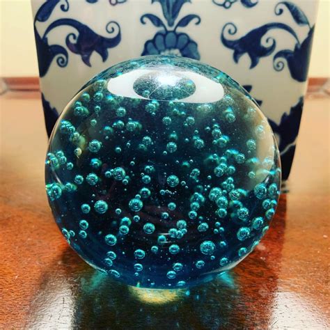 Large Aqua Blue Art Glass Sphere Controlled Bubbles Magnum - Etsy