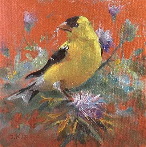 Goldfinch Bird Animal Art Original Daily Oil Painting by deanoart, $50. ...