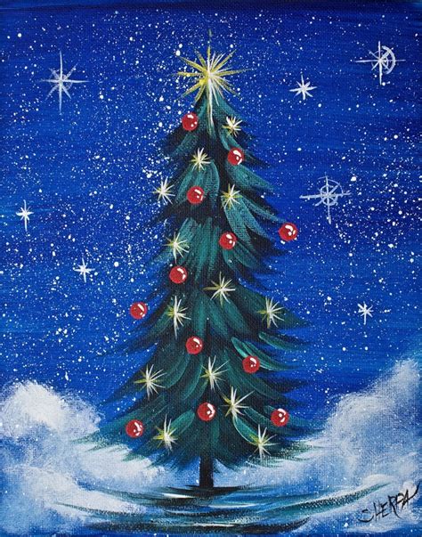 Simple Christmas TREE Step by Step Acrylic Painting on Canvas for Beginners | Christmas tree ...