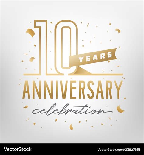 10th anniversary celebration golden template Vector Image