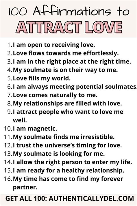 100 Soulmate Affirmations to Attract Love - Authentically Del