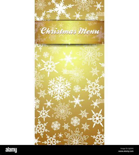 Christmas Menu on a Gold background Snowflakes Stock Photo - Alamy