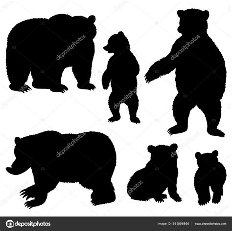 Grizzly Bear Bear Cub Silhouettes Large Animal — Stock Vector © i365art ...