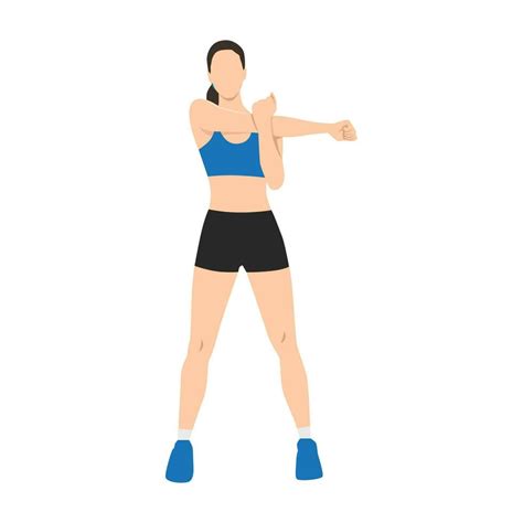 Woman doing Standing cross body arm. Shoulder stretch exercise. 24792941 Vector Art at Vecteezy