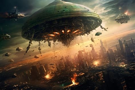 Premium AI Image | alien invasion on earth wallpaper