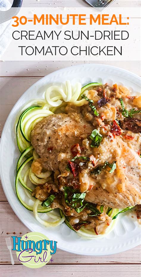 One-Pan Creamy Sun-Dried Tomato Chicken Dinner Recipe | Hungry Girl