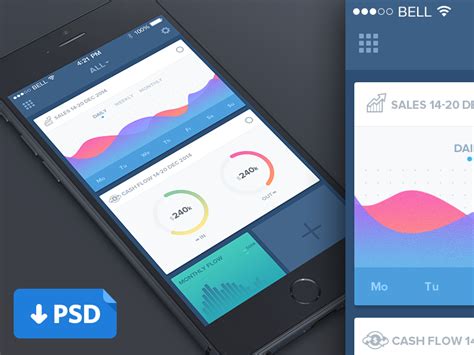 Free Clean Dashboard Mobile UI Template PSD Freebie at FreePSD.cc