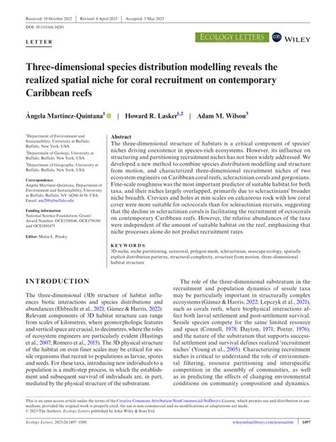 (PDF) Three‐dimensional species distribution modelling reveals the realized spatial niche for ...